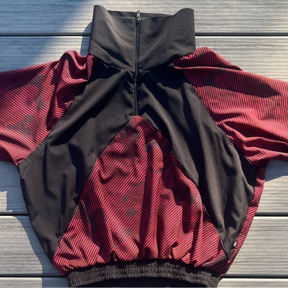 Terez; Camo/Stripe; Black&Red; Long Sleeve Quarter Zip; Turtle Neck; Windbreaker